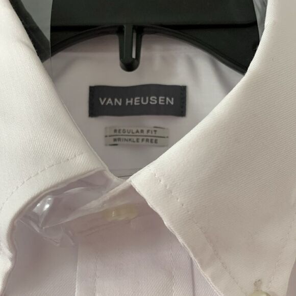 Van Heusen size Small pure white button up dress shirt. - Picture 3 of 7